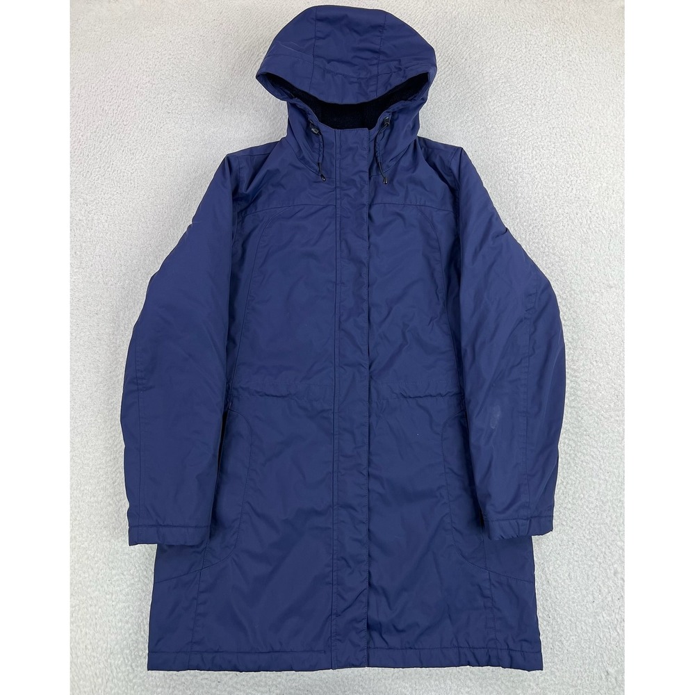 L.L. Bean Coat Womens Medium Blue Winter Warmer Hooded Fleece Lined Parka